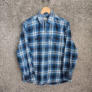 Redhead Shirt Mens Medium Blue Plaid Flannel Button‎ Pockets Casual Collared